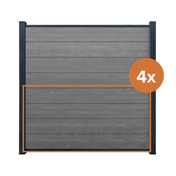 WPC Sichtschutzzaun Profile ENZO Basalt 4er Set
