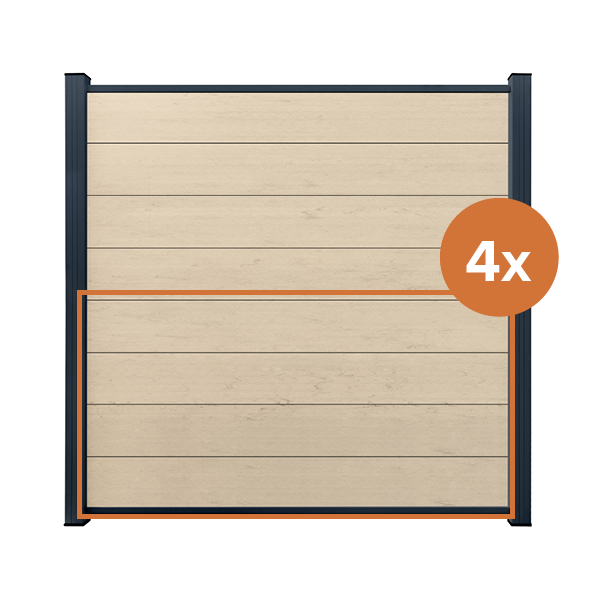 WPC Sichtschutzzaun Profile ENZO Elfenbein 4er Set