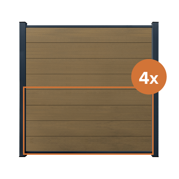 WPC Sichtschutzzaun Profile ENZO Muskat 4er Set