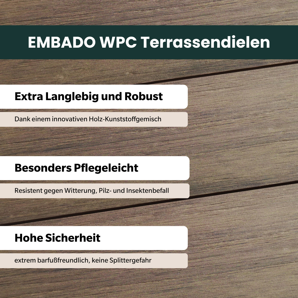 WPC Terrassendiele Massiv Antik Natur