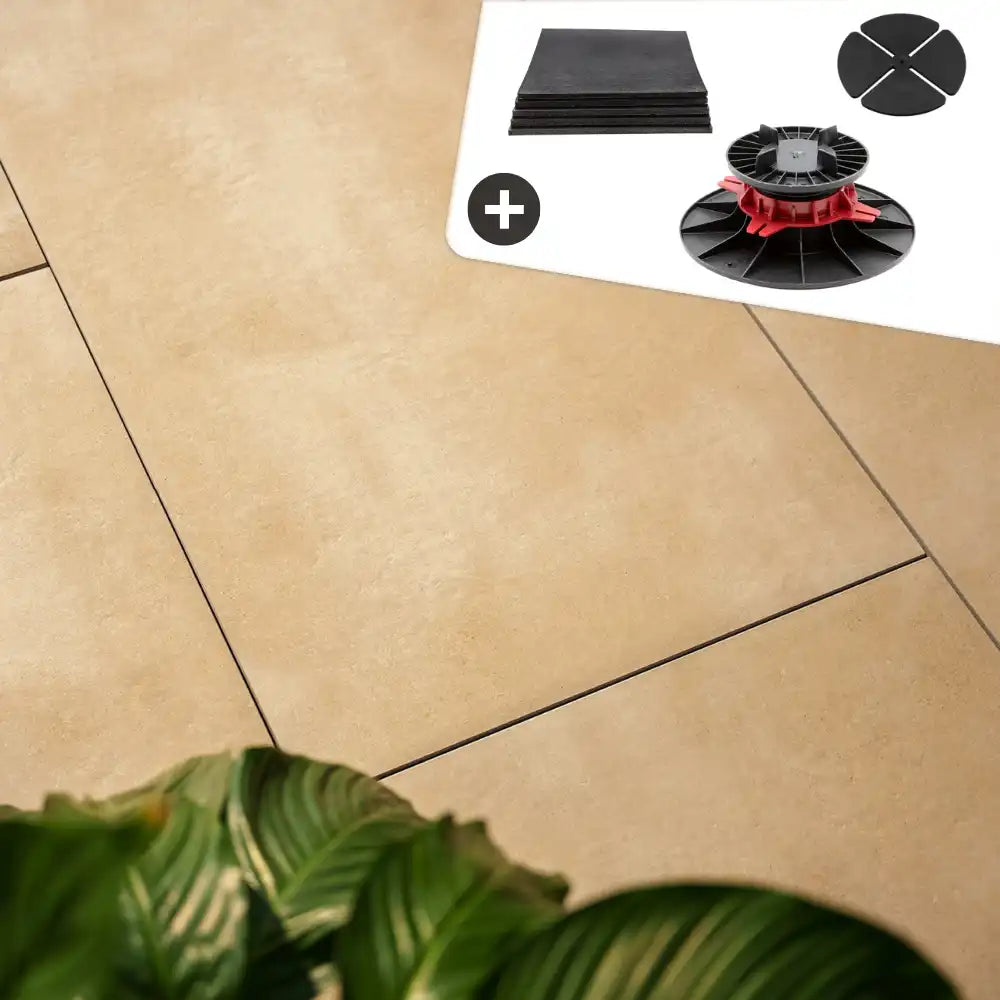 Komplettpaket Terrassenplatte Grande Cream 120x60x2cm