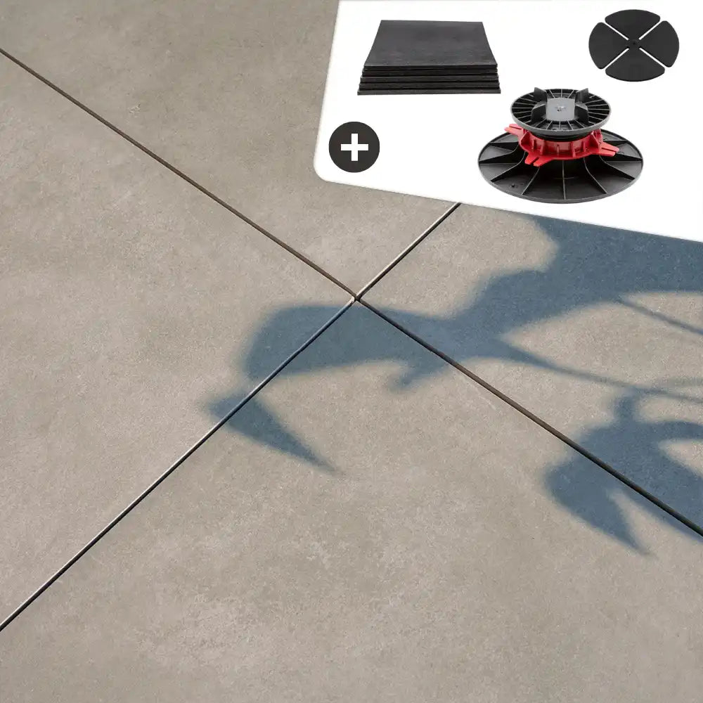 Komplettpaket Terrassenplatte Grey 60x60x2cm