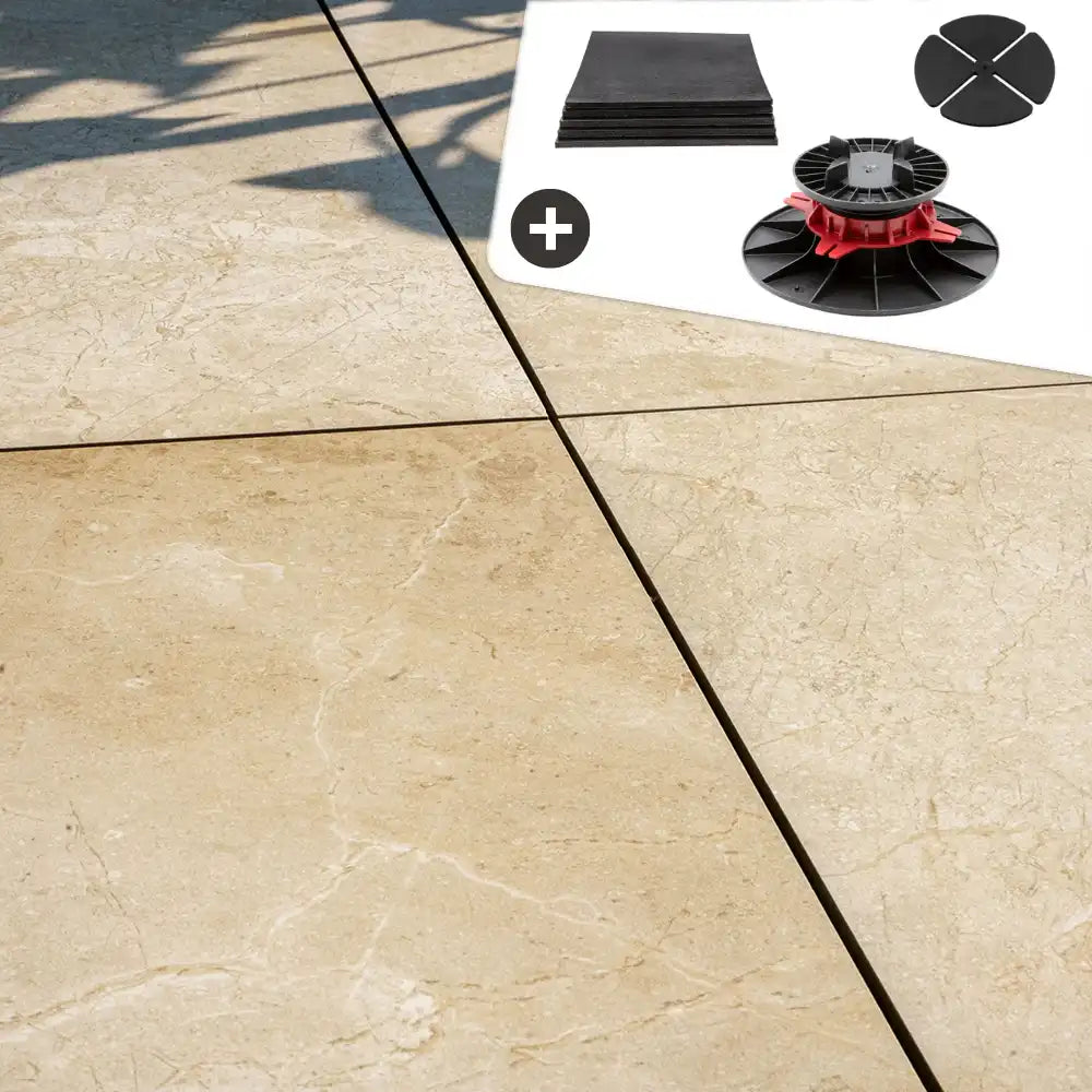 Komplettpaket Terrassenplatte Sand 60x60x2cm