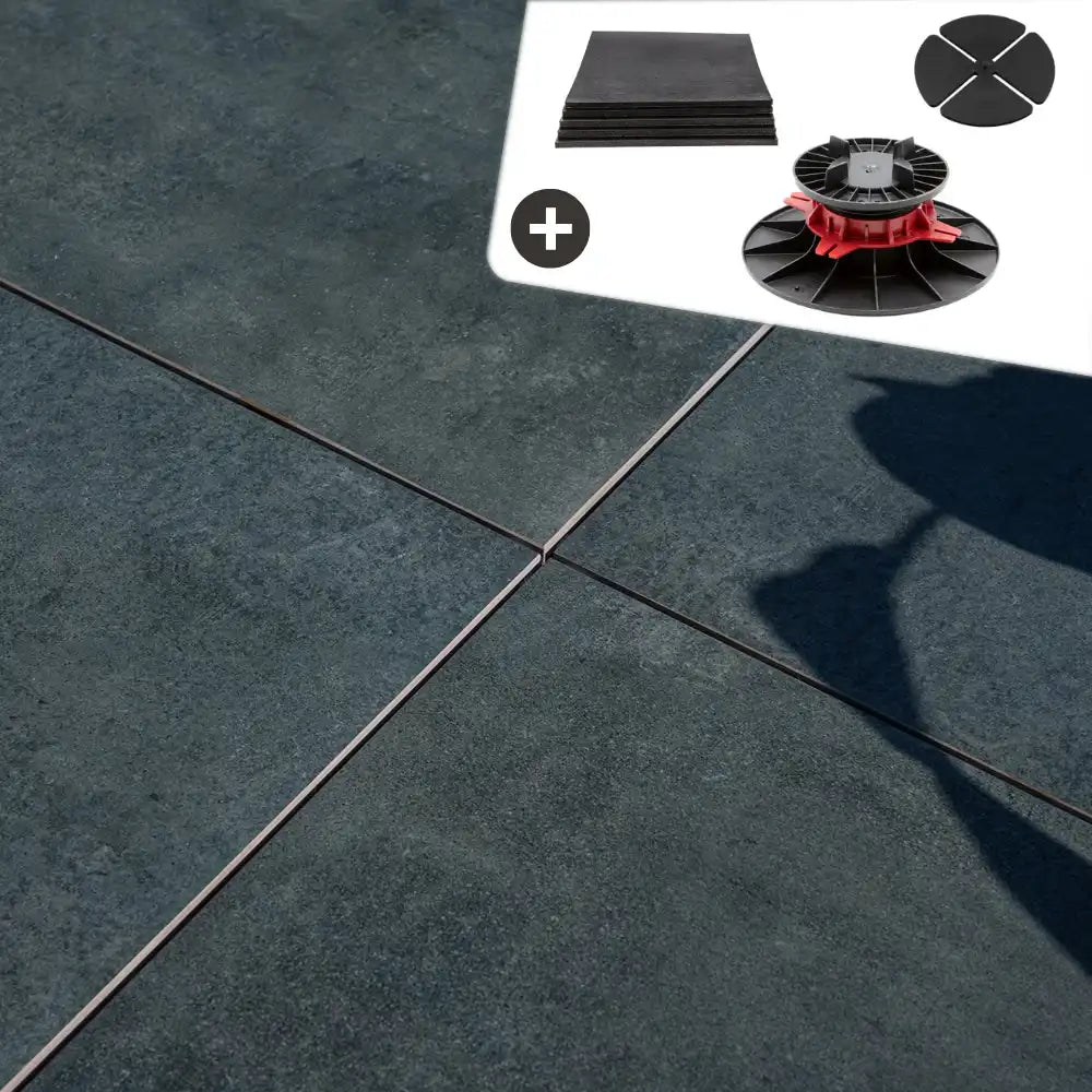 Komplettpaket Terrassenplatte Nero 60x60x2cm