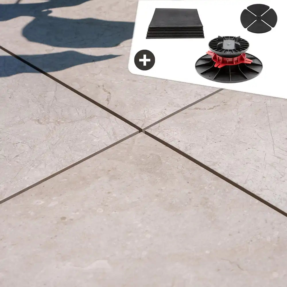 Komplettpaket Terrassenplatte Quarz 60x60x2cm