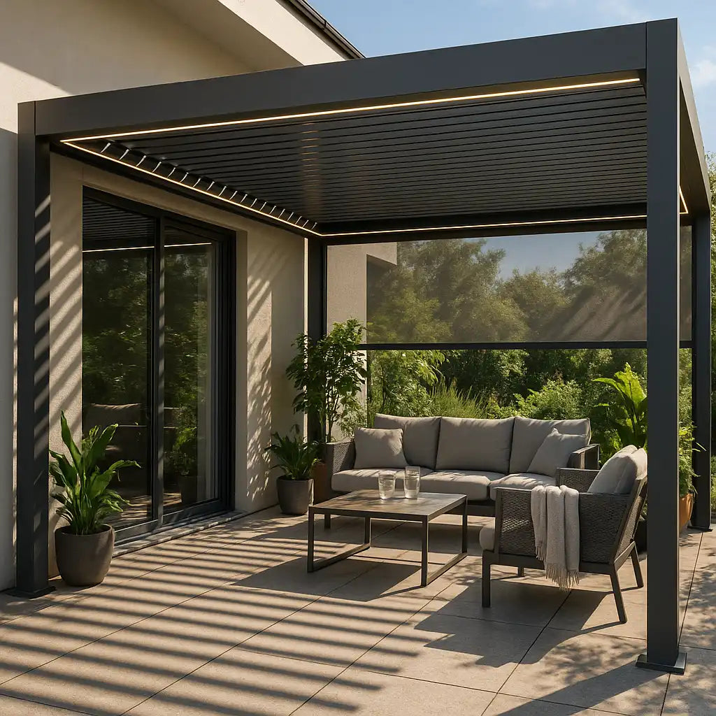 SkyShade Pro Aluminium-Pergola mit LED & App-Steuerung – Anthrazit