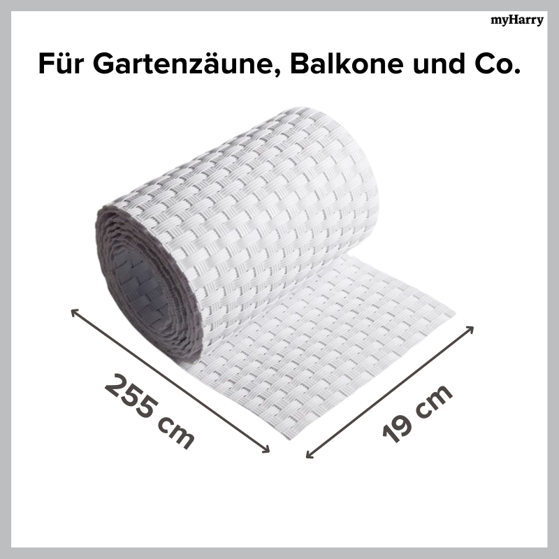 Rattan Sichtschutzstreifen Weiß RD07 255cm