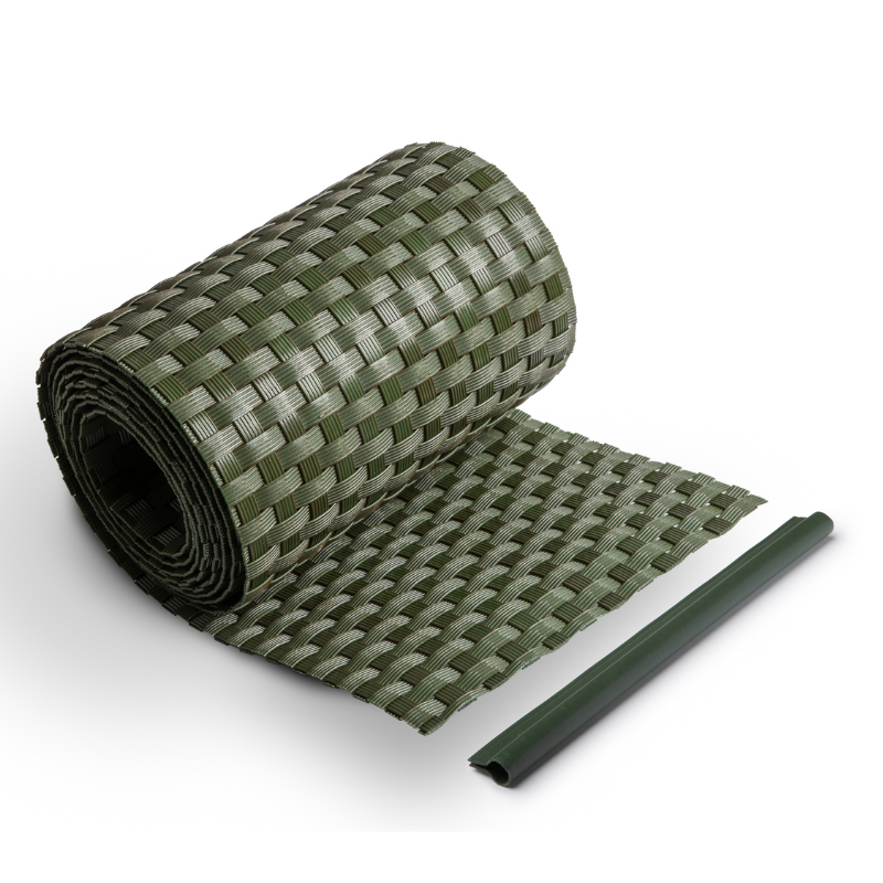 Sichtschutzstreifen Grün RD12 Rattan für Doppelstabmattenzäune 255cm